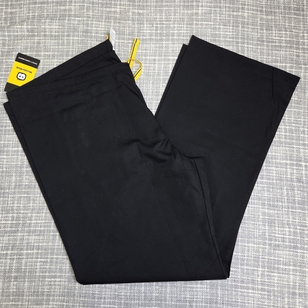 NWT WonderWink Scrub Pants Unisex XL Drawstring 5006 Black Uncinched Size 48X31